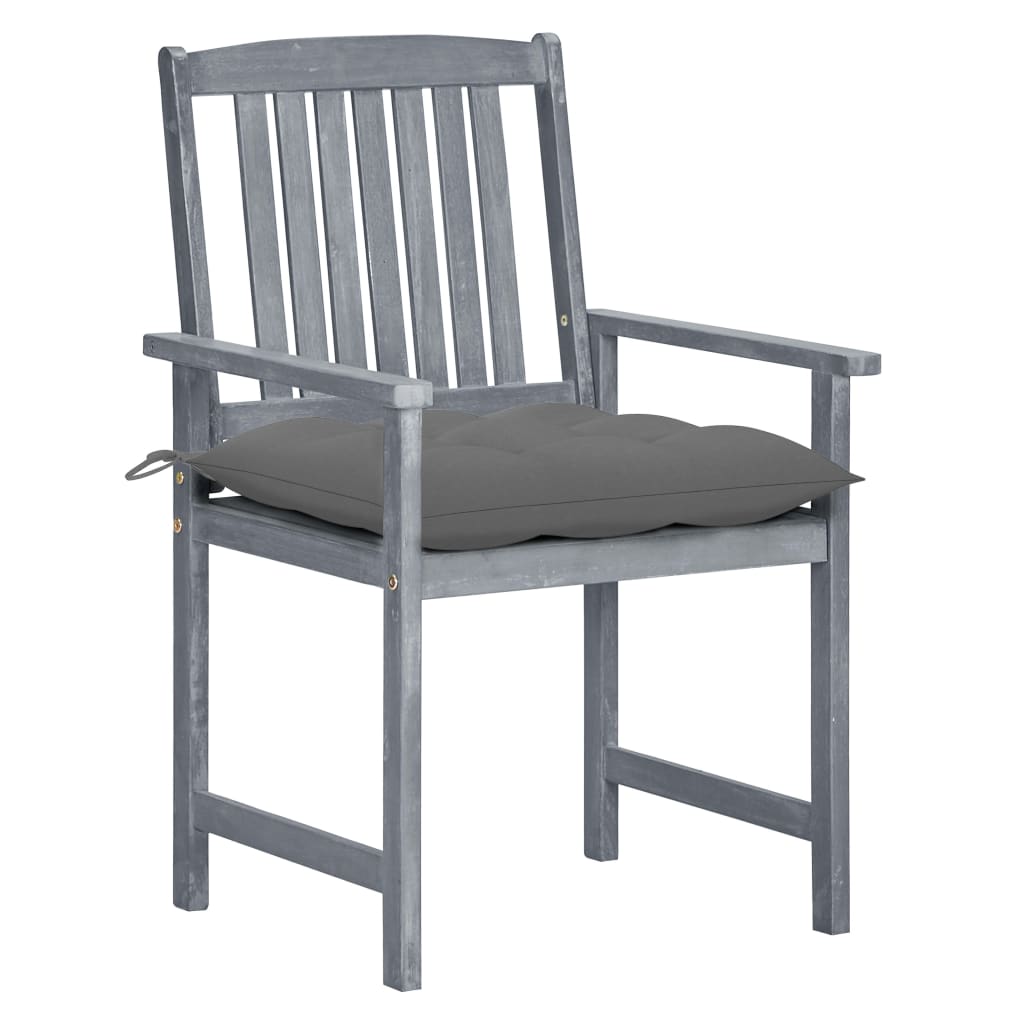 Sedie da Giardino con Cuscini 2 pz in Massello di Acacia Grigio