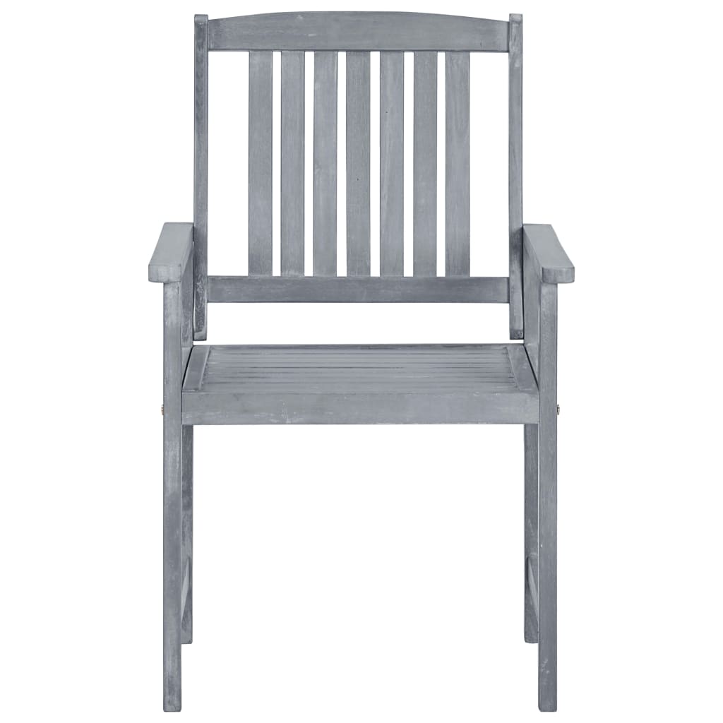 Sedie da Giardino con Cuscini 4 pz in Massello di Acacia Grigio