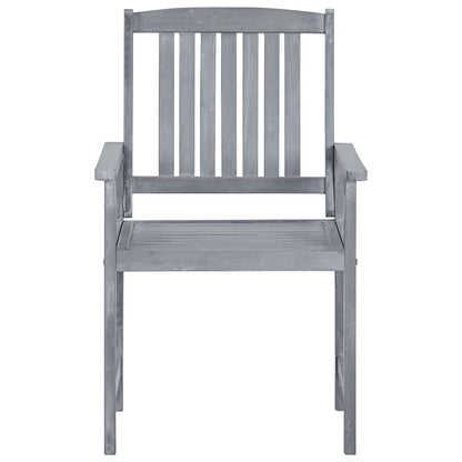 Sedie da Giardino con Cuscini 4 pz in Massello di Acacia Grigio