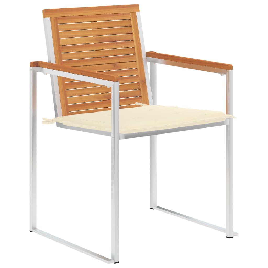Sedie da Giardino 2 pz con Cuscini in Legno Acacia e Acciaio