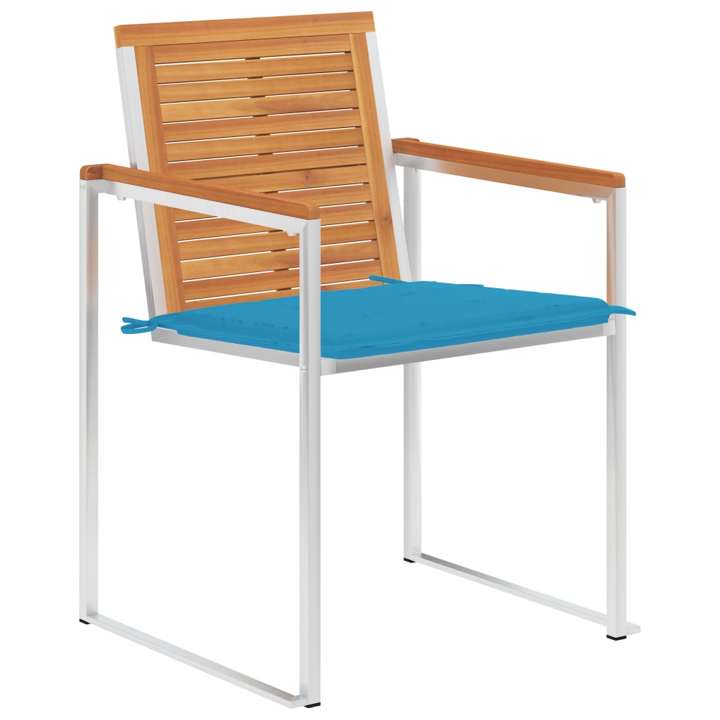 Sedie da Giardino 2 pz con Cuscini in Legno Acacia e Acciaio