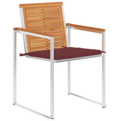 Sedie da Giardino 2 pz con Cuscini in Legno Acacia e Acciaio