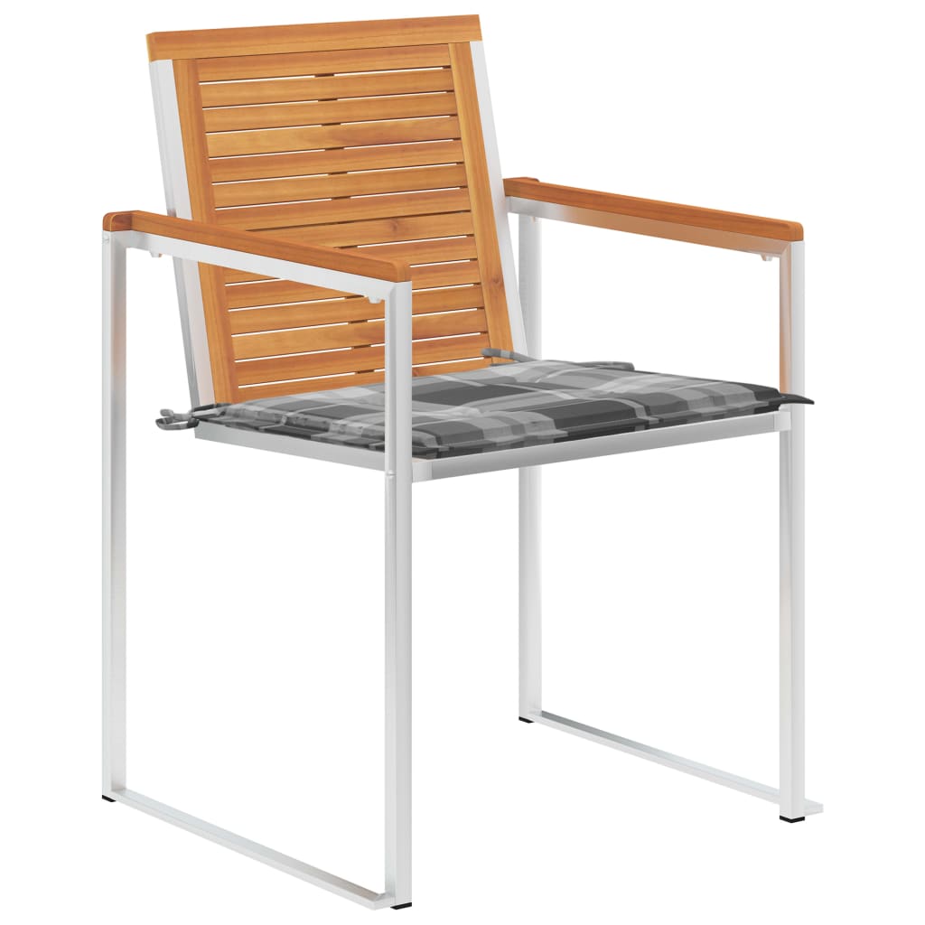 Sedie da Giardino 2 pz con Cuscini in Legno Acacia e Acciaio