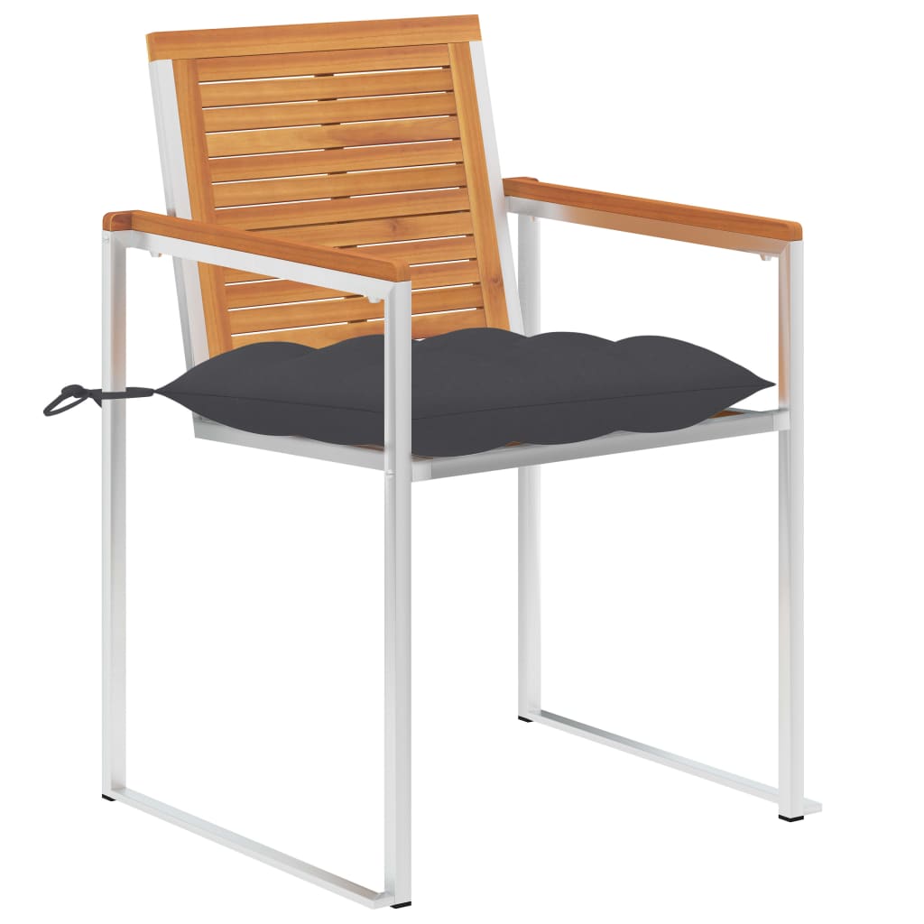Sedie da Giardino 2 pz con Cuscini in Legno Acacia e Acciaio