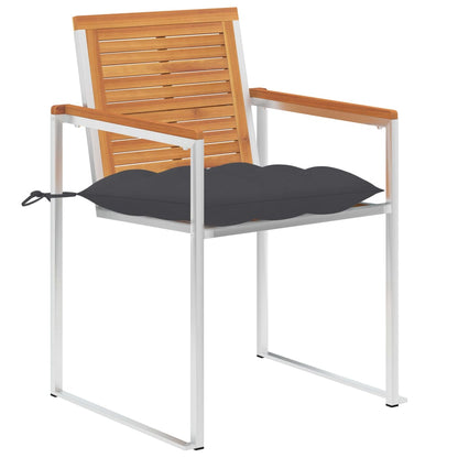 Sedie da Giardino 2 pz con Cuscini in Legno Acacia e Acciaio