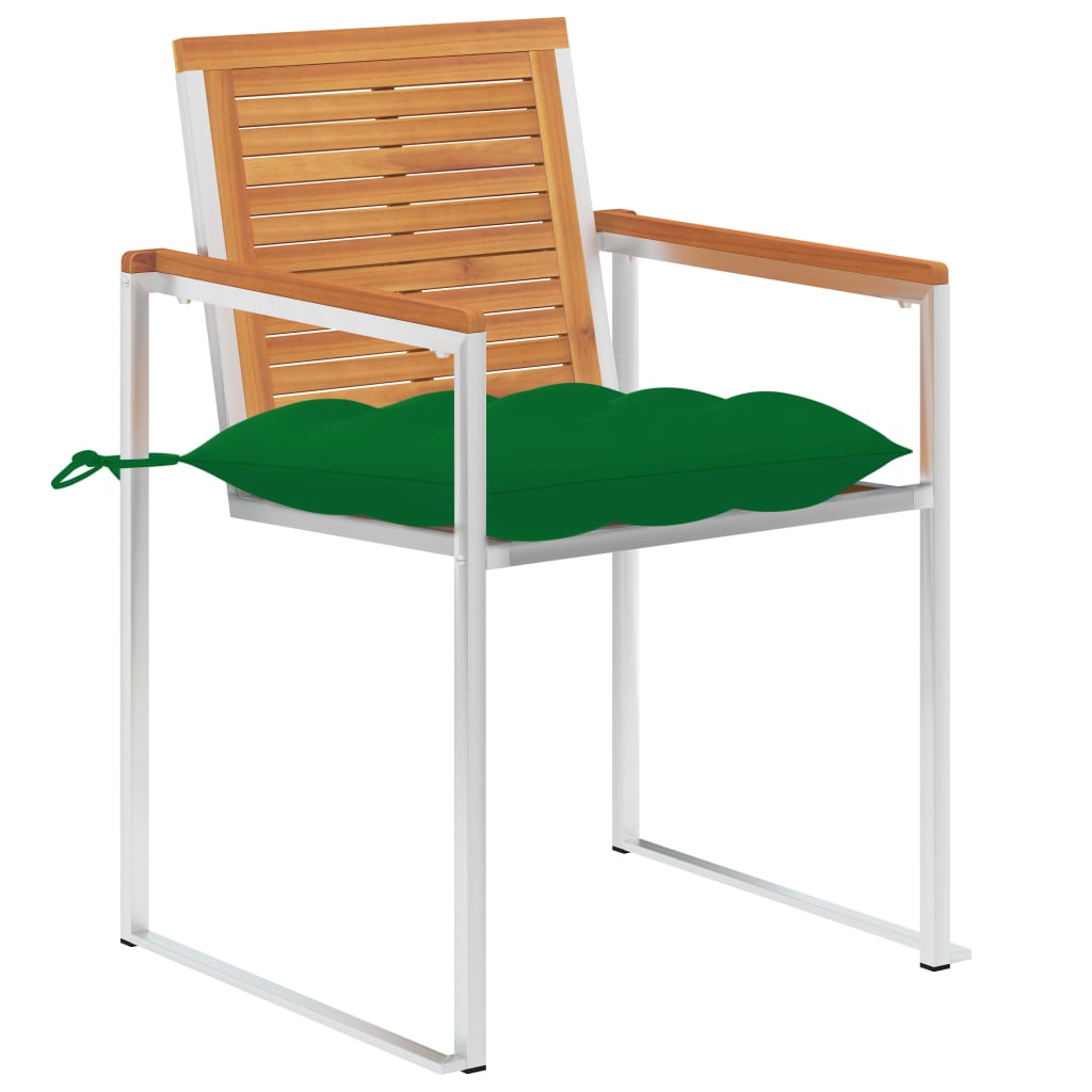 Sedie da Giardino 2 pz con Cuscini in Legno Acacia e Acciaio