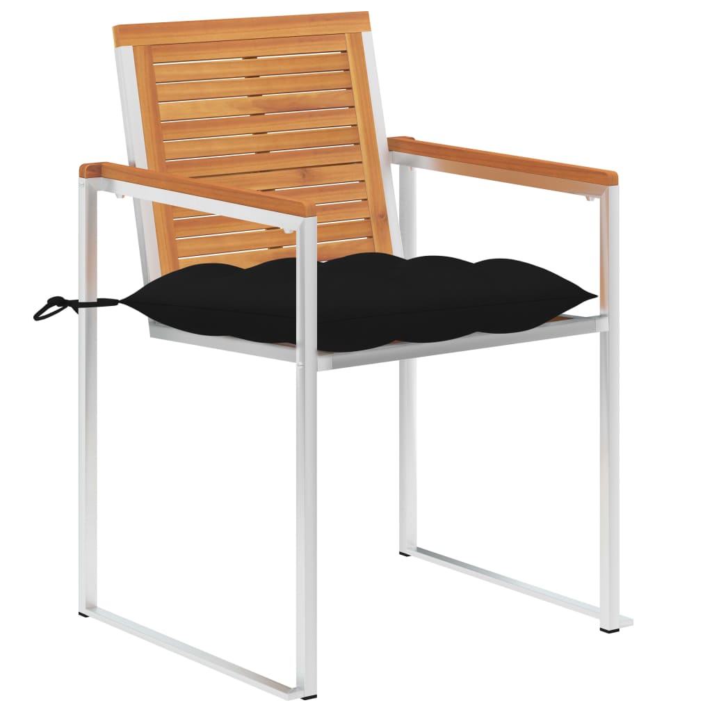 Sedie da Giardino 2 pz con Cuscini in Legno Acacia e Acciaio