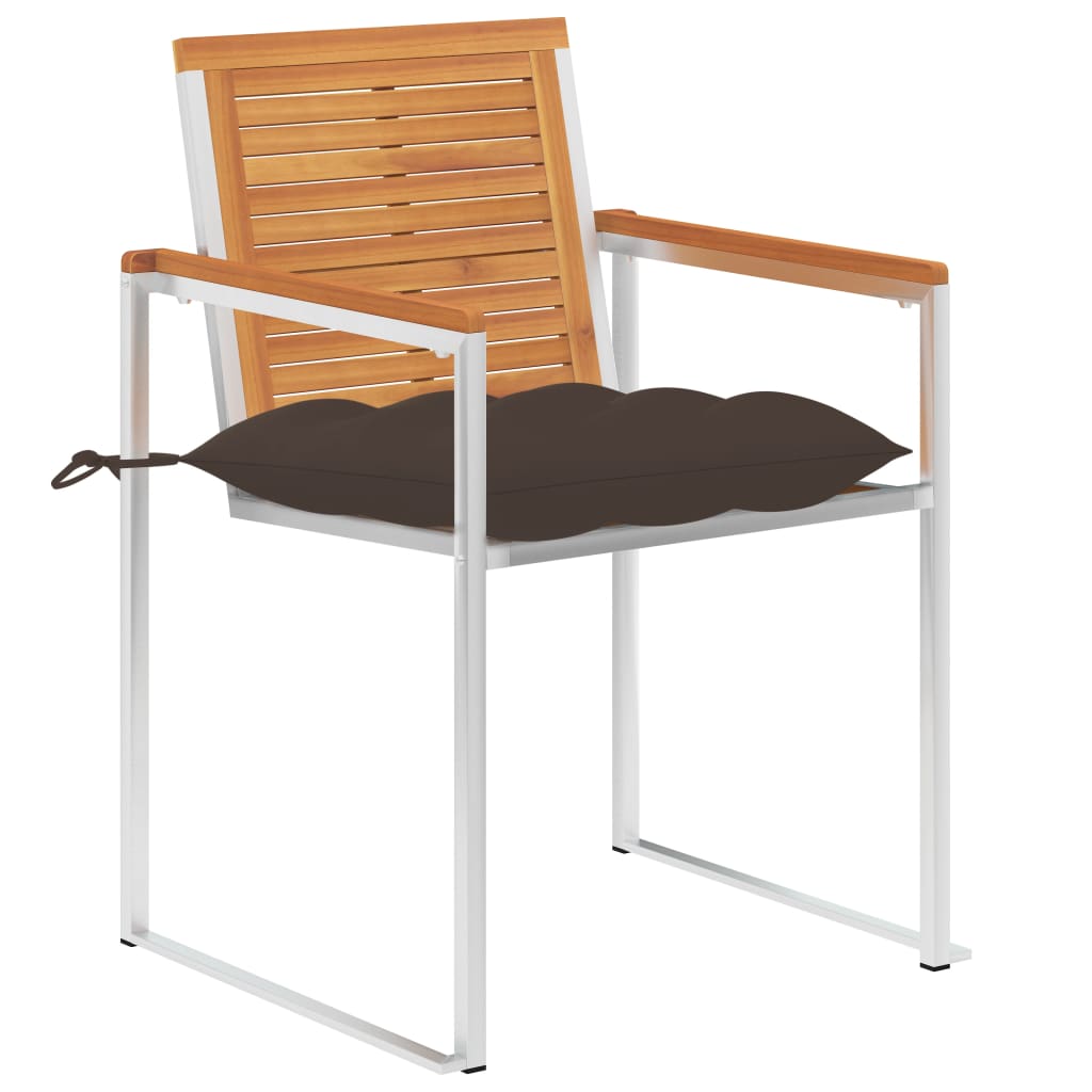 Sedie da Giardino 2 pz con Cuscini in Legno Acacia e Acciaio