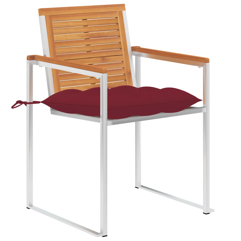 Sedie da Giardino 2 pz con Cuscini in Legno Acacia e Acciaio
