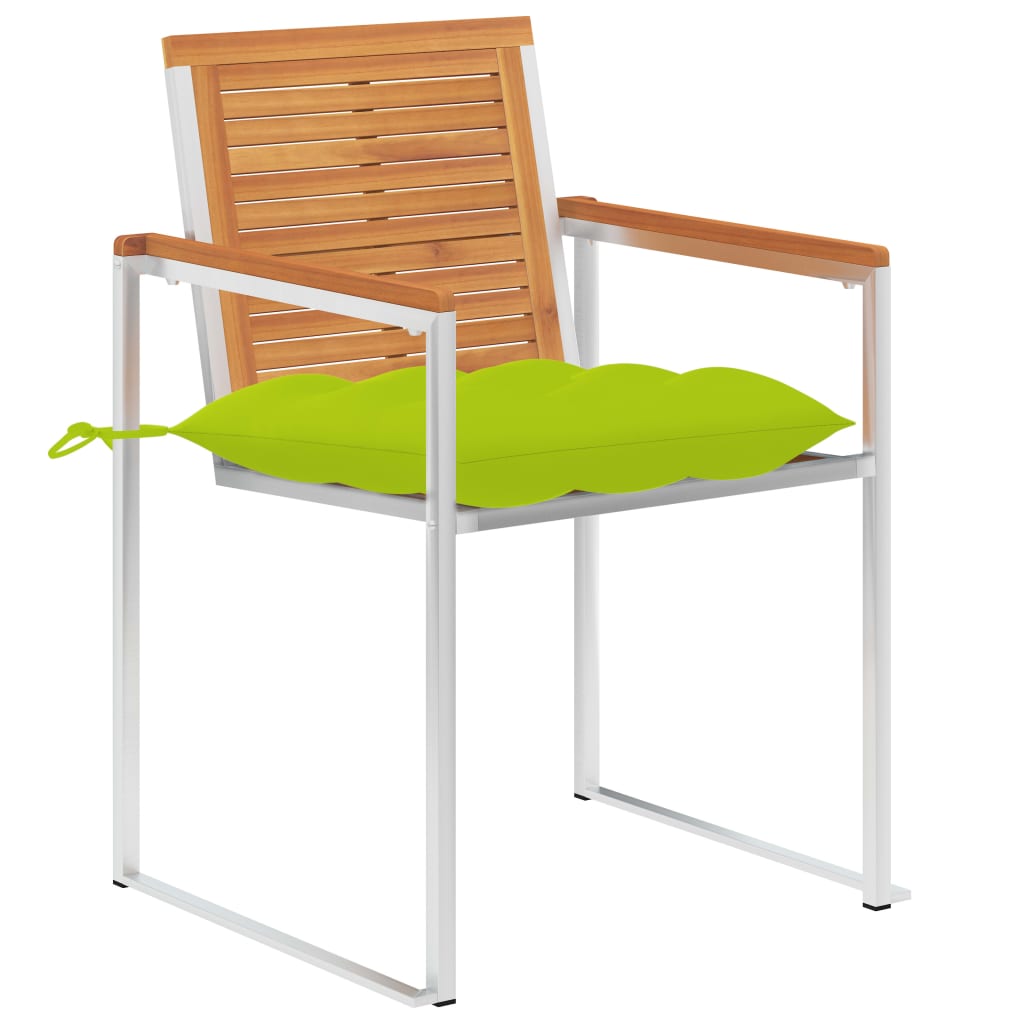 Sedie da Giardino 2 pz con Cuscini in Legno Acacia e Acciaio