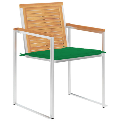 Sedie da Giardino 2 pz con Cuscini in Legno di Teak e Acciaio