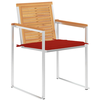 Sedie da Giardino 2 pz con Cuscini in Legno di Teak e Acciaio