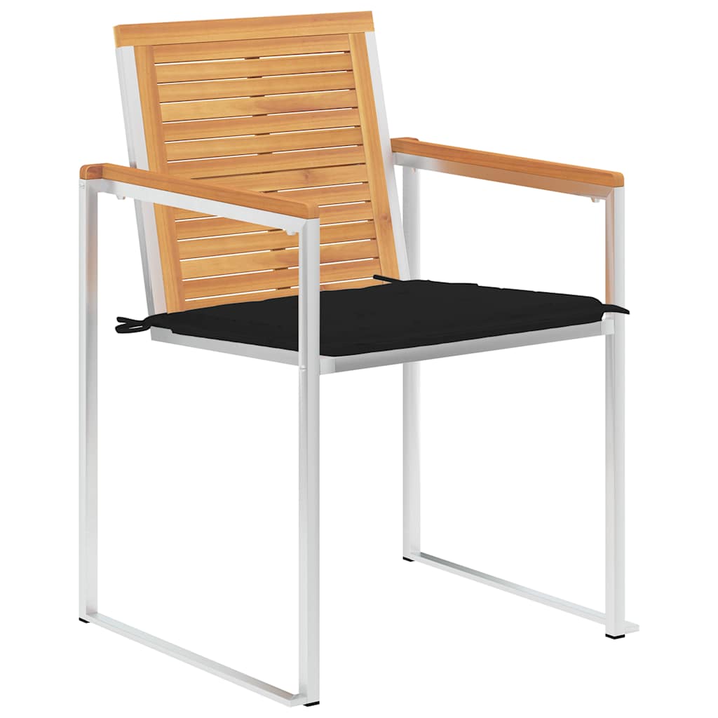 Sedie da Giardino 2 pz con Cuscini in Legno di Teak e Acciaio