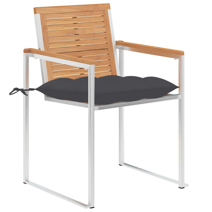 Sedie da Giardino 2 pz con Cuscini in Legno di Teak e Acciaio