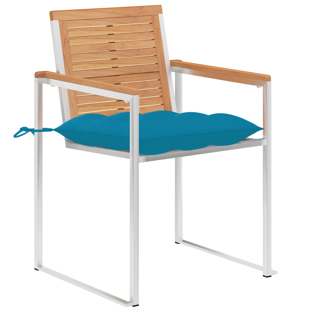 Sedie da Giardino 2 pz con Cuscini in Legno di Teak e Acciaio