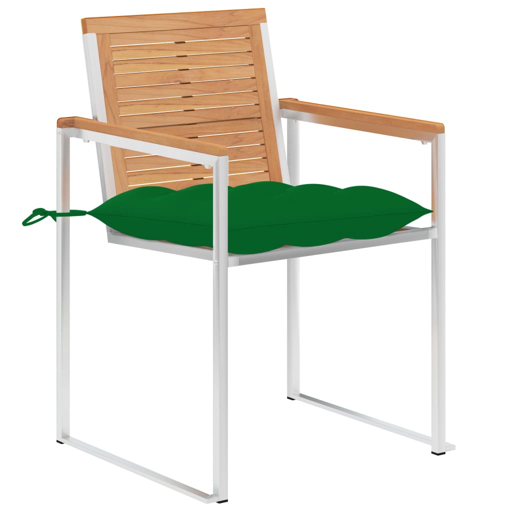 Sedie da Giardino 2 pz con Cuscini in Legno di Teak e Acciaio