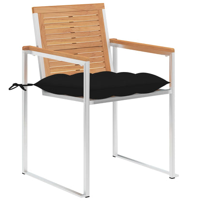 Sedie da Giardino 2 pz con Cuscini in Legno di Teak e Acciaio