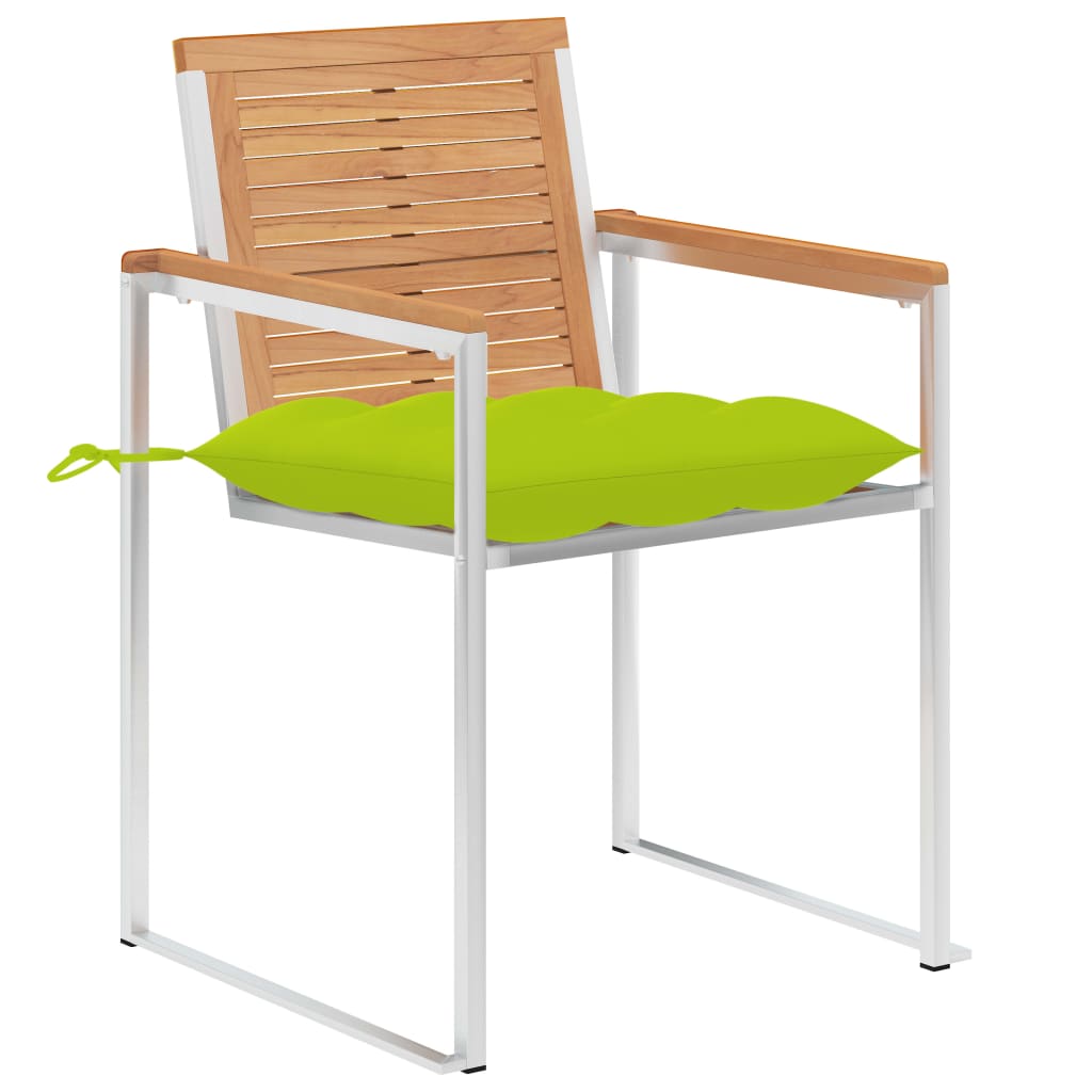 Sedie da Giardino 2 pz con Cuscini in Legno di Teak e Acciaio