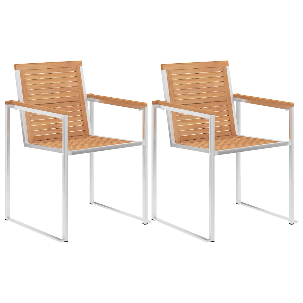 Sedie da Giardino 2 pz con Cuscini in Legno di Teak e Acciaio