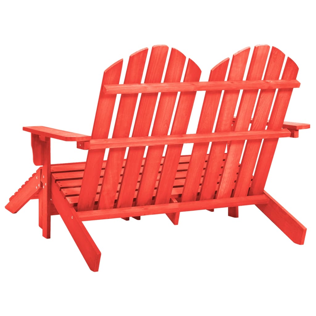 Sedia da Giardino a 2 Posti con Pouf in Legno di Abete Rossa