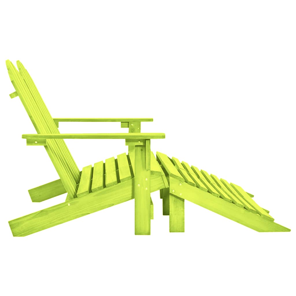 Sedia da Giardino a 2 Posti con Pouf in Legno di Abete Verde