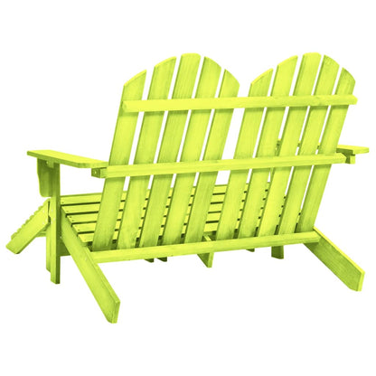 Sedia da Giardino a 2 Posti con Pouf in Legno di Abete Verde