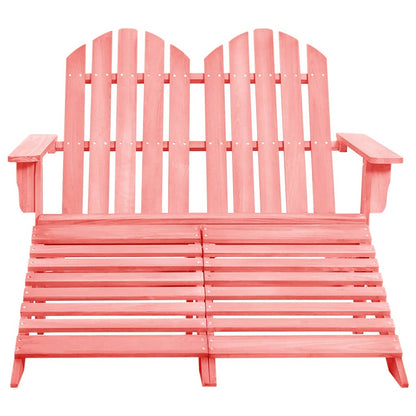 Sedia da Giardino a 2 Posti con Pouf in Legno di Abete Rosa