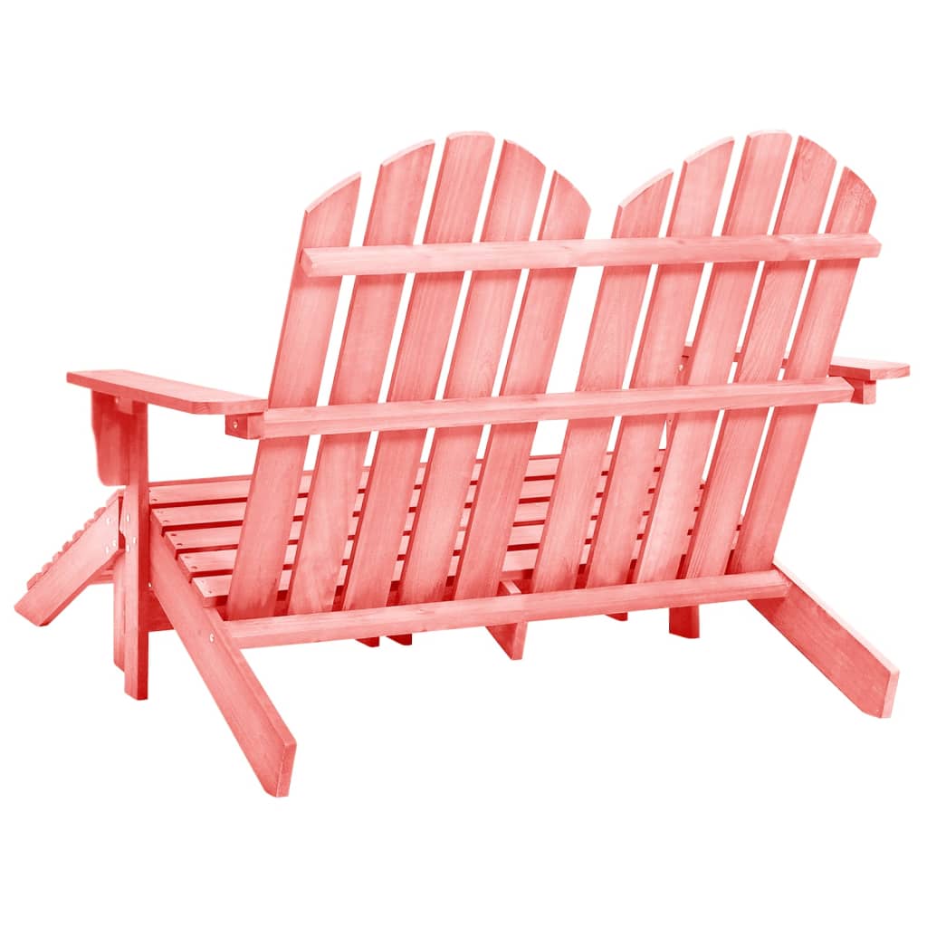 Sedia da Giardino a 2 Posti con Pouf in Legno di Abete Rosa