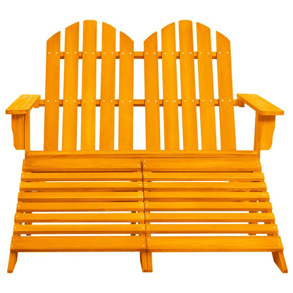 Sedia da Giardino a 2 Posti con Pouf Legno di Abete Arancione