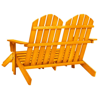 Sedia da Giardino a 2 Posti con Pouf Legno di Abete Arancione
