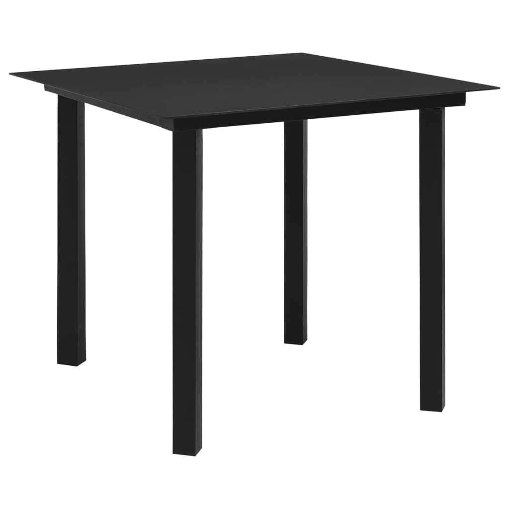 Set da Pranzo da Giardino 3 pz Nero in Vetro e Acciaio