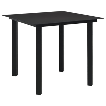 Set da Pranzo da Giardino 3 pz Nero in Vetro e Acciaio