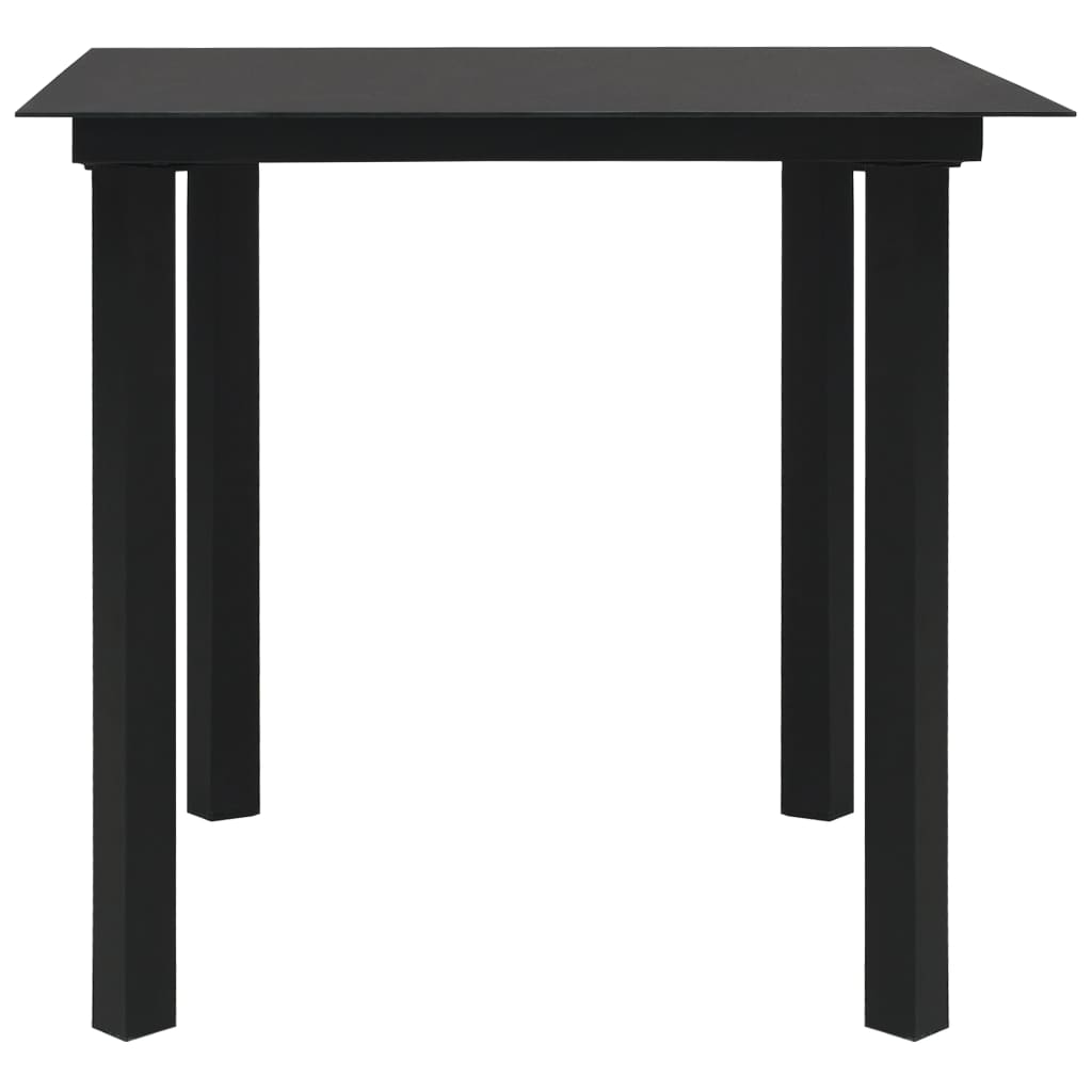 Set da Pranzo da Giardino 3 pz Nero in Vetro e Acciaio