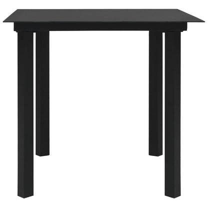 Set da Pranzo da Giardino 3 pz Nero in Vetro e Acciaio