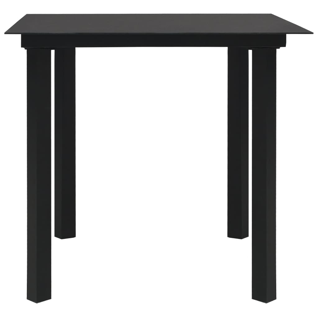 Set da Pranzo da Giardino 5 pz Nero in Vetro e Acciaio