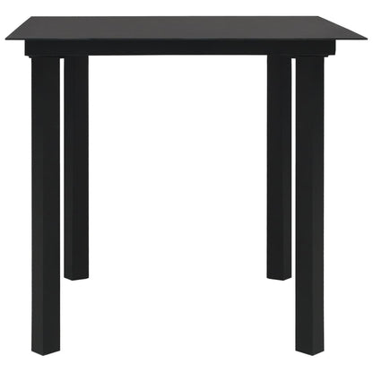 Set da Pranzo da Giardino 5 pz Nero in Vetro e Acciaio