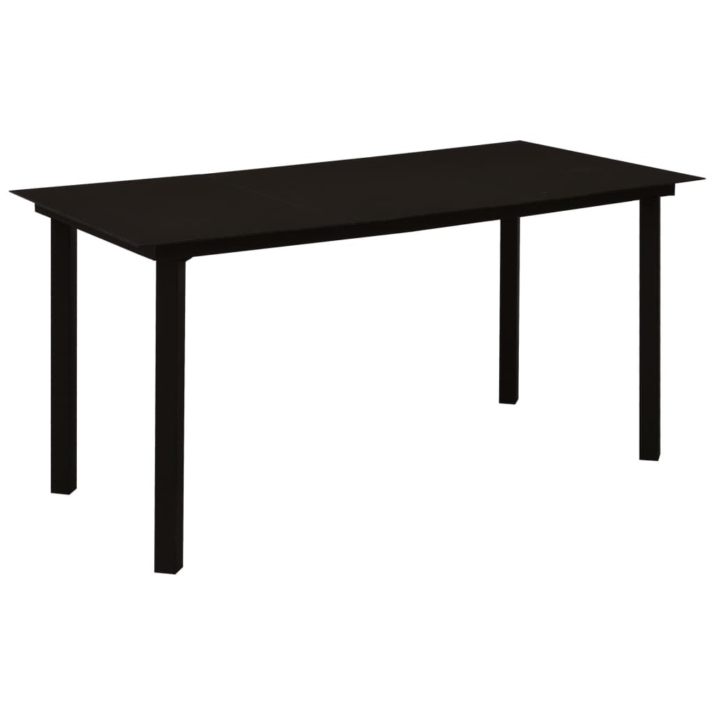 Set da Pranzo da Giardino 5 pz Nero in Vetro e Acciaio