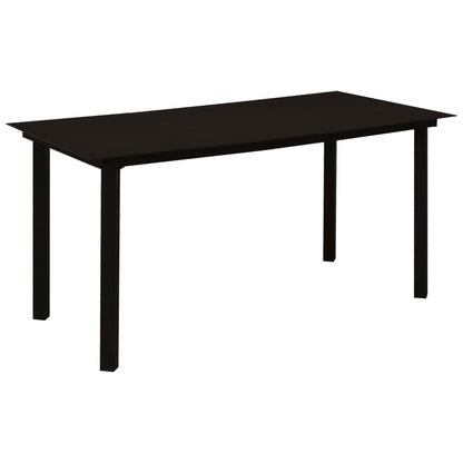Set da Pranzo da Giardino 7 pz Nero in Vetro e Acciaio