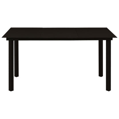 Set da Pranzo da Giardino 7 pz Nero in Vetro e Acciaio