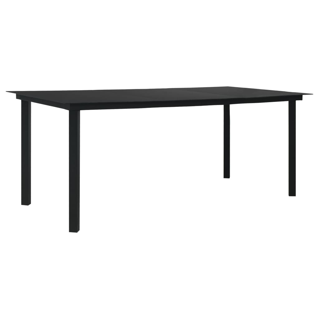 Set da Pranzo da Giardino 7 pz Nero in Vetro e Acciaio