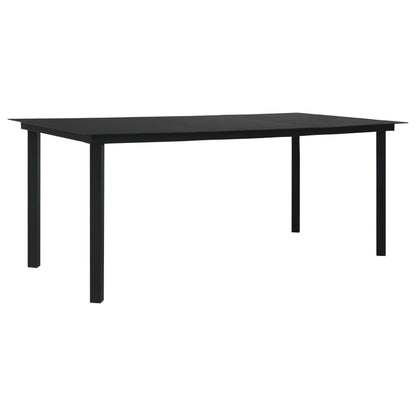 Set da Pranzo da Giardino 7 pz Nero in Vetro e Acciaio