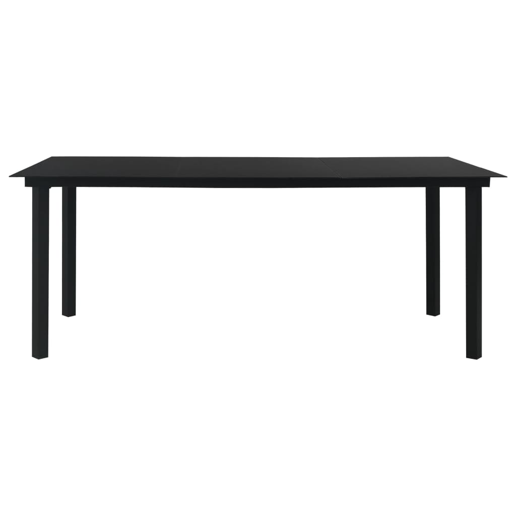Set da Pranzo da Giardino 7 pz Nero in Vetro e Acciaio
