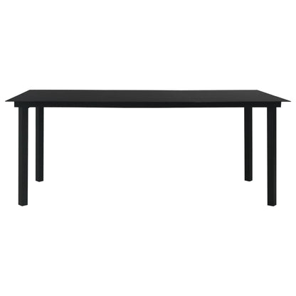 Set da Pranzo da Giardino 7 pz Nero in Vetro e Acciaio