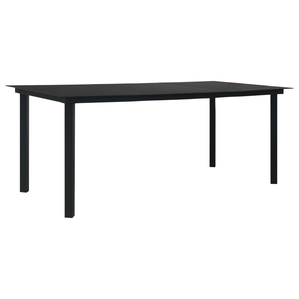 Set da Pranzo da Giardino 9 pz Nero in Vetro e Acciaio