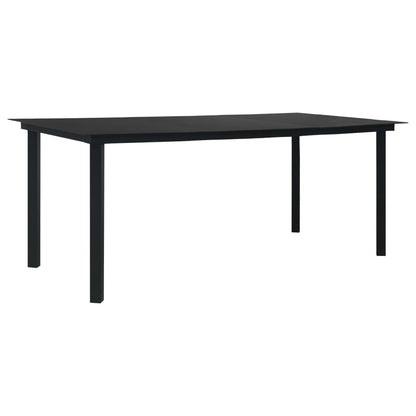 Set da Pranzo da Giardino 9 pz Nero in Vetro e Acciaio