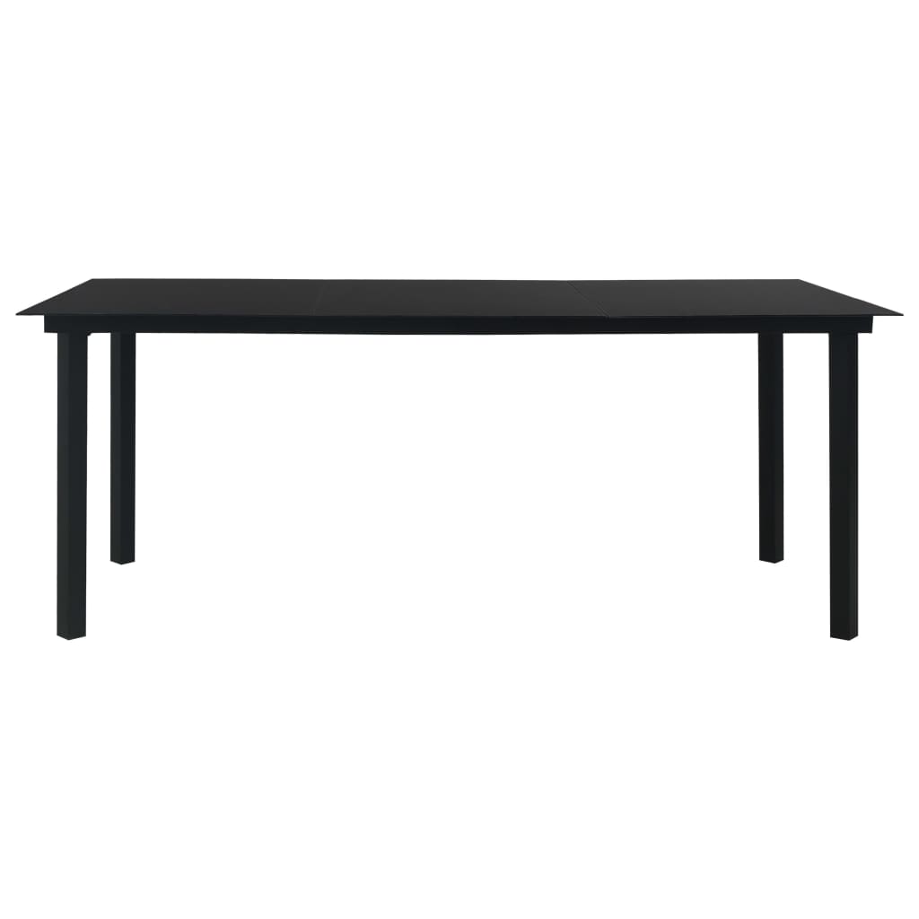 Set da Pranzo da Giardino 9 pz Nero in Vetro e Acciaio