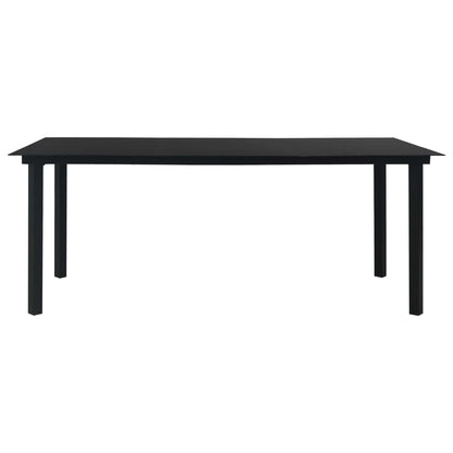 Set da Pranzo da Giardino 9 pz Nero in Vetro e Acciaio