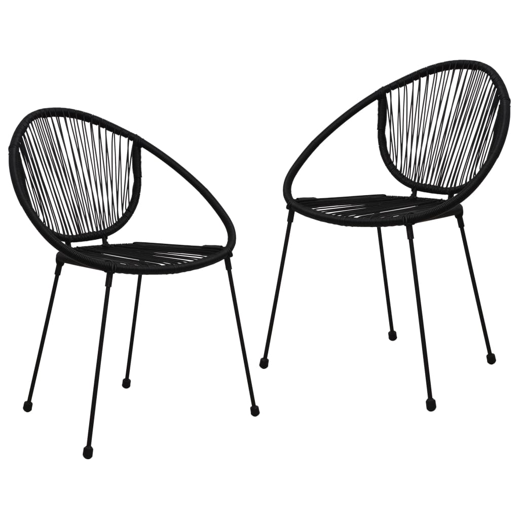 Set da Pranzo da Giardino 3 pz in Rattan PVC Nero