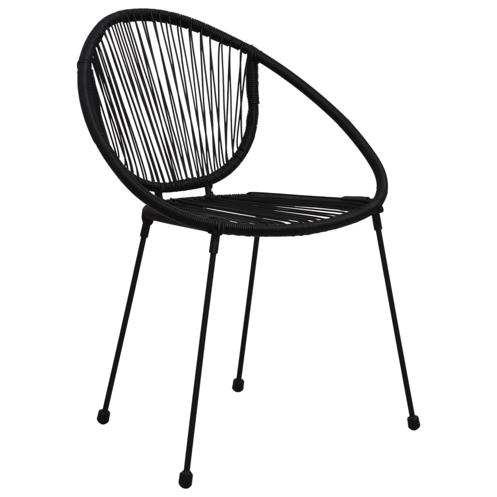 Set da Pranzo da Giardino 3 pz in Rattan PVC Nero