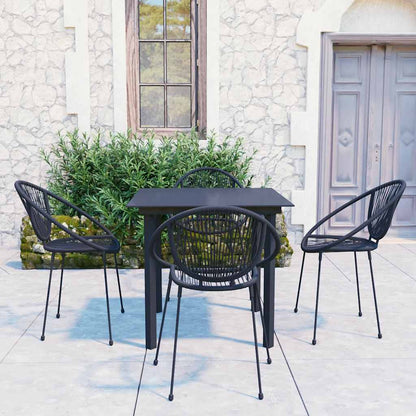 Set da Pranzo da Giardino 5 pz in Rattan PVC Nero